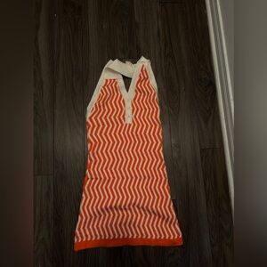 Mini robe zebra orange/blanc
